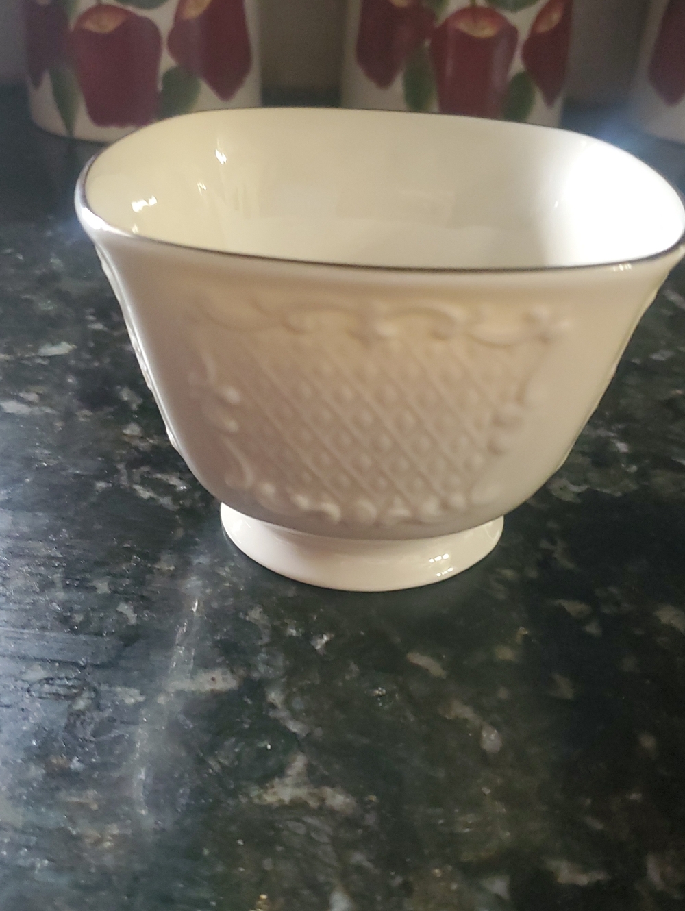 Lenox Classic Cream Decorative Ceramic Bowl with Embossed Pattern